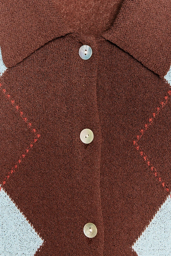 HAUT POLO EN MAILLE À LOSANGES