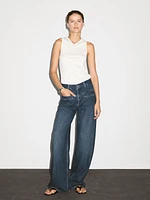 High-waist wide-leg jeans with pockets