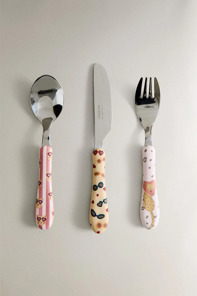 CHILDREN’S CHEETAH CUTLERY SET (SET OF 3)