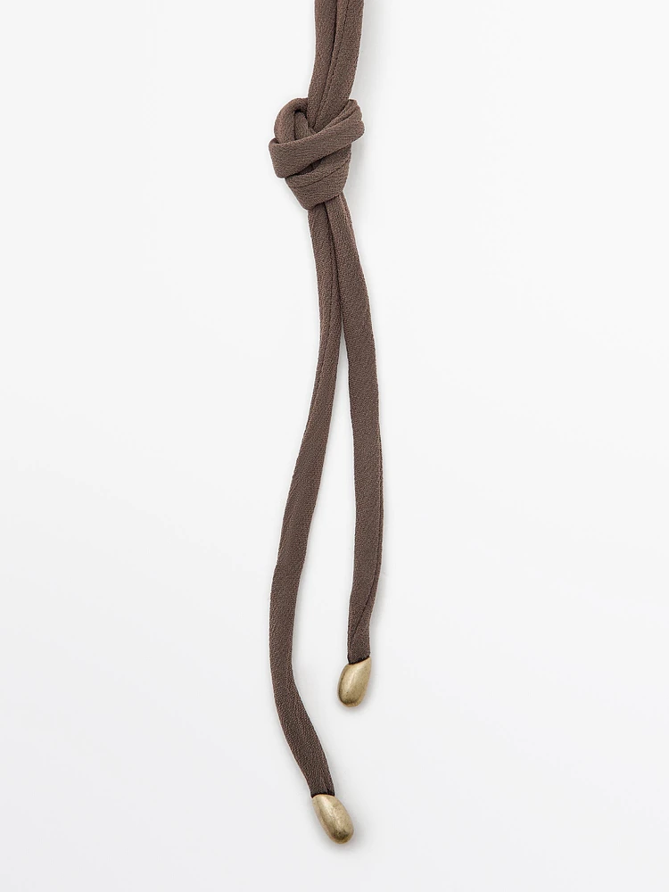Leaf and silk cord necklace