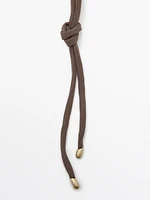 Leaf and silk cord necklace
