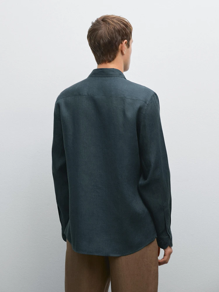 100% linen slim fit shirt