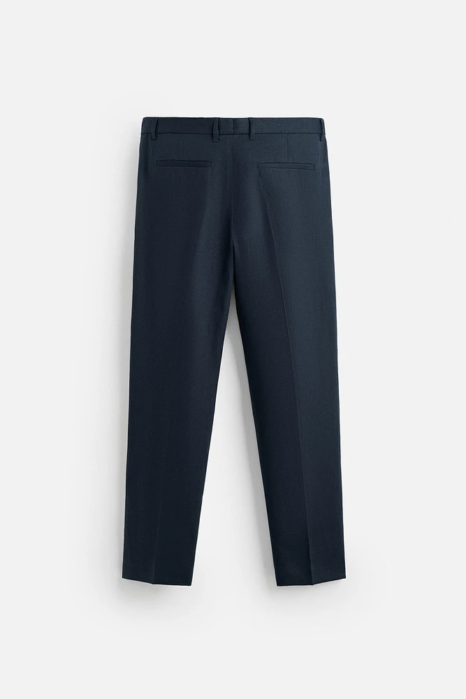 100% LINEN PLEATED PANTS