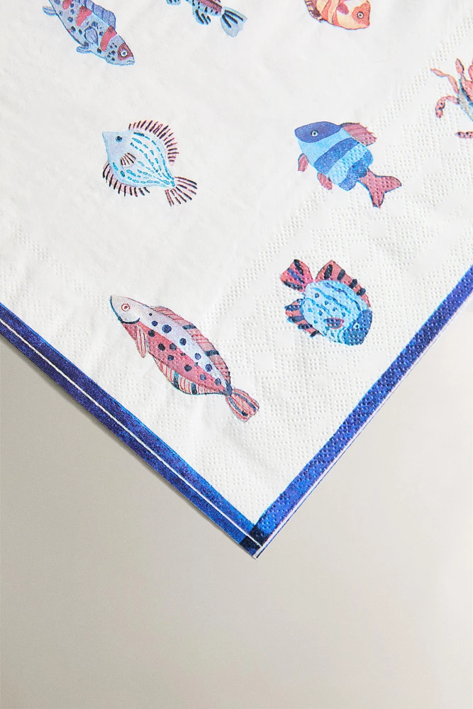 LOT 20 SERVIETTES DE TABLE PAPIER POISSONS