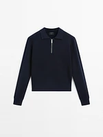 Milano knit sweater with polo collar and zip