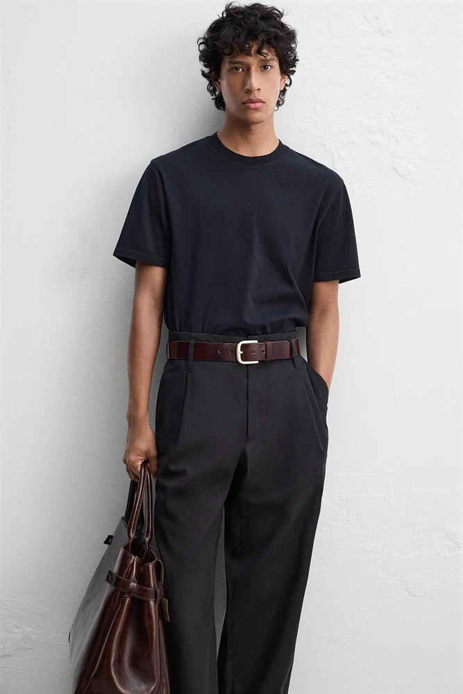 WIDE FIT COTTON-VISCOSE PANTS
