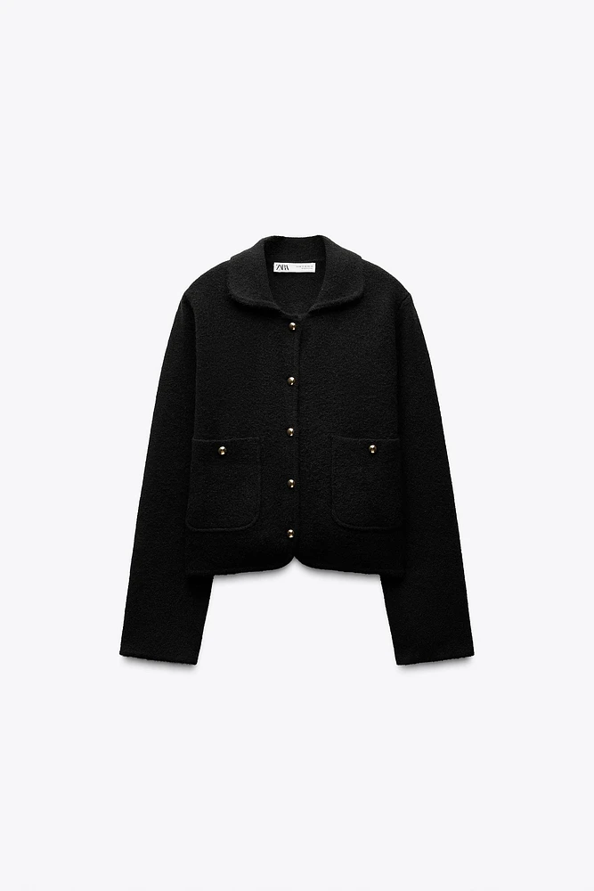 BASIC POLO COLLAR KNIT CARDIGAN