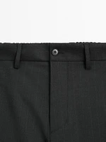 Regular fit striped wool blend trousers