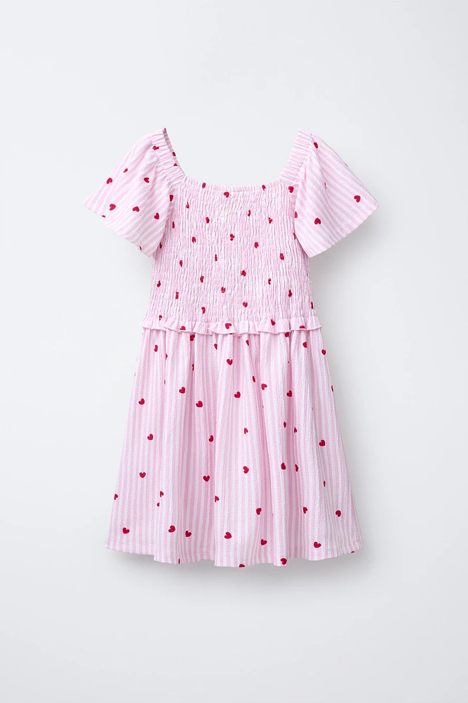 STRIPED AND HEART PRINT DRESS