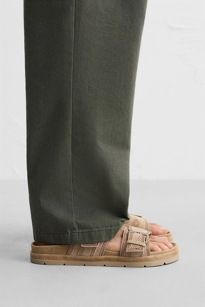 DOUBLE STRAP LEATHER SANDALS