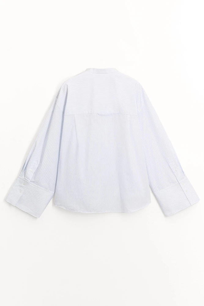 ZW COLLECTION MANDARIN COLLAR STRIPED SHIRT
