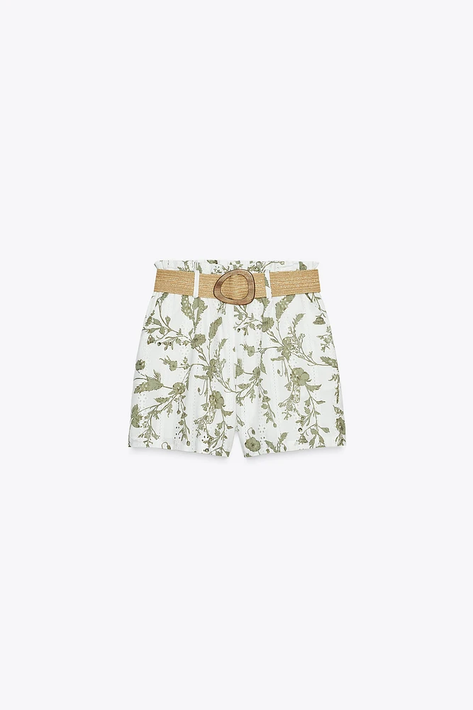 BERMUDA IMPRIMÉ BRODERIES AJOURÉES
