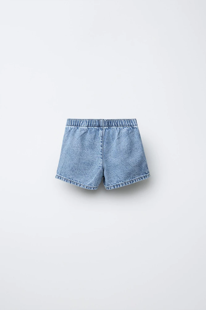 HIGH WAIST DENIM TIE SKORT