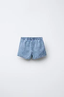 HIGH WAIST DENIM TIE SKORT