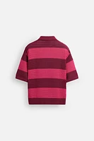 STRIPED OPEN KNIT SHIRT