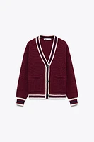 KNIT JACKET WITH PIPING