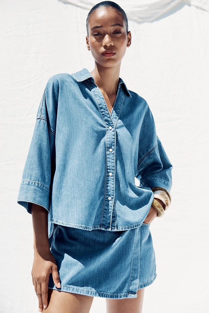 CHEMISE Z1975 FLUIDE EN JEAN À MANCHES LARGES