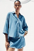 CHEMISE Z1975 FLUIDE EN JEAN À MANCHES LARGES