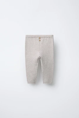 BUTTON RIBBED LEGGINGS