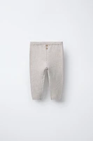 BUTTON RIBBED LEGGINGS