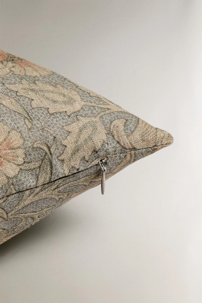 MORRIS & CO. WASHED LINEN PRINTED THROW PILLOW COVER