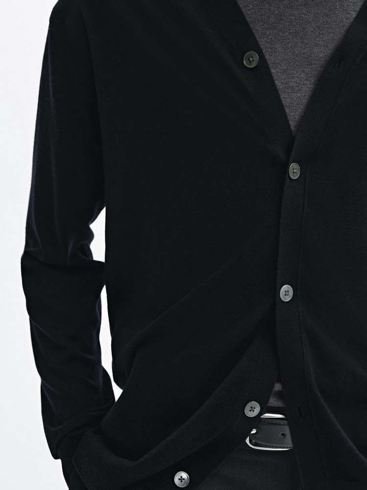 Merino wool V-neck knit cardigan