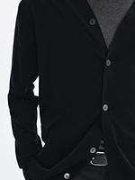 Merino wool V-neck knit cardigan