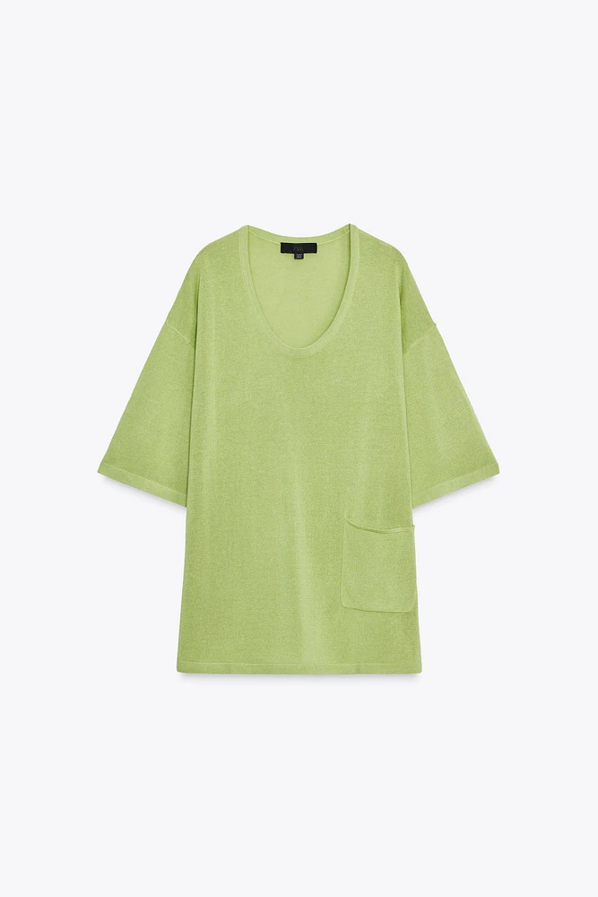 OVERSIZED SHORT SLEEVE KNIT TOP