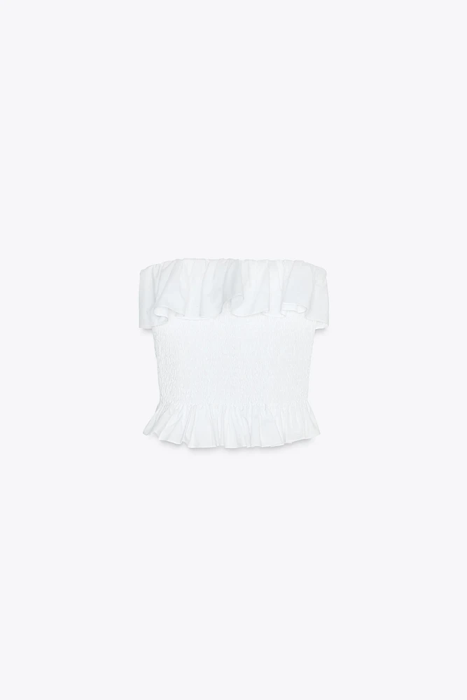 STRAPLESS POPLIN TOP