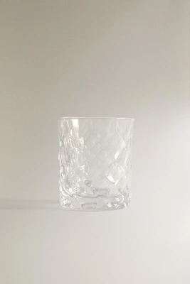 CRYSTALLINE TUMBLER WITH RAISED DESIGN