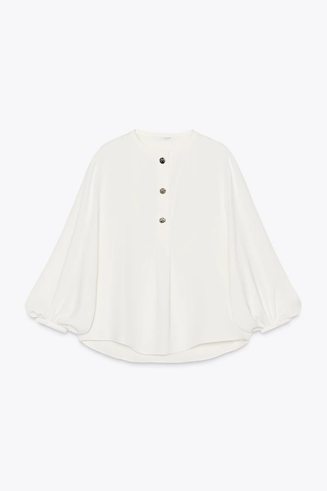 FLOWY CREPE BLOUSE