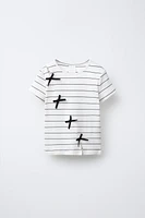 RIBBED STRIPED TOP WITH BOWS