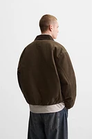 CONTRAST COLLAR CANVAS JACKET