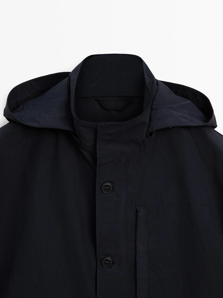 Cotton blend hooded parka