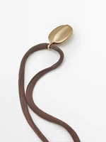 Leaf and silk cord necklace