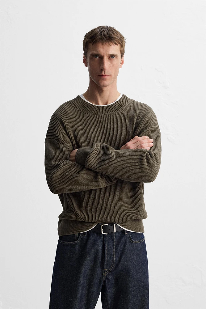 RELAXED FIT COTTON BLEND SWEATER