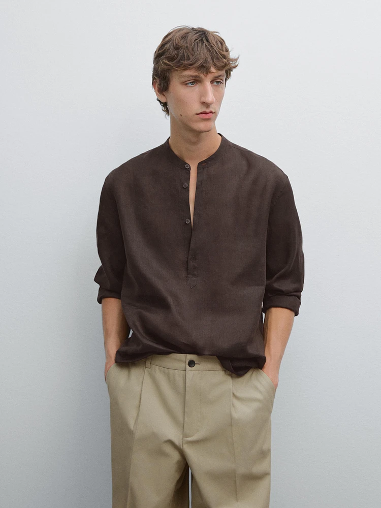 Chemise regular à col mao
