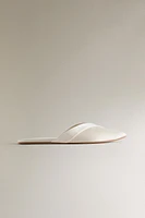 PLEATED SATEEN MULE SLIPPERS