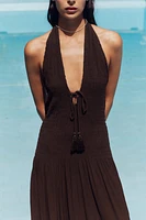 SMOCKED HALTER DRESS