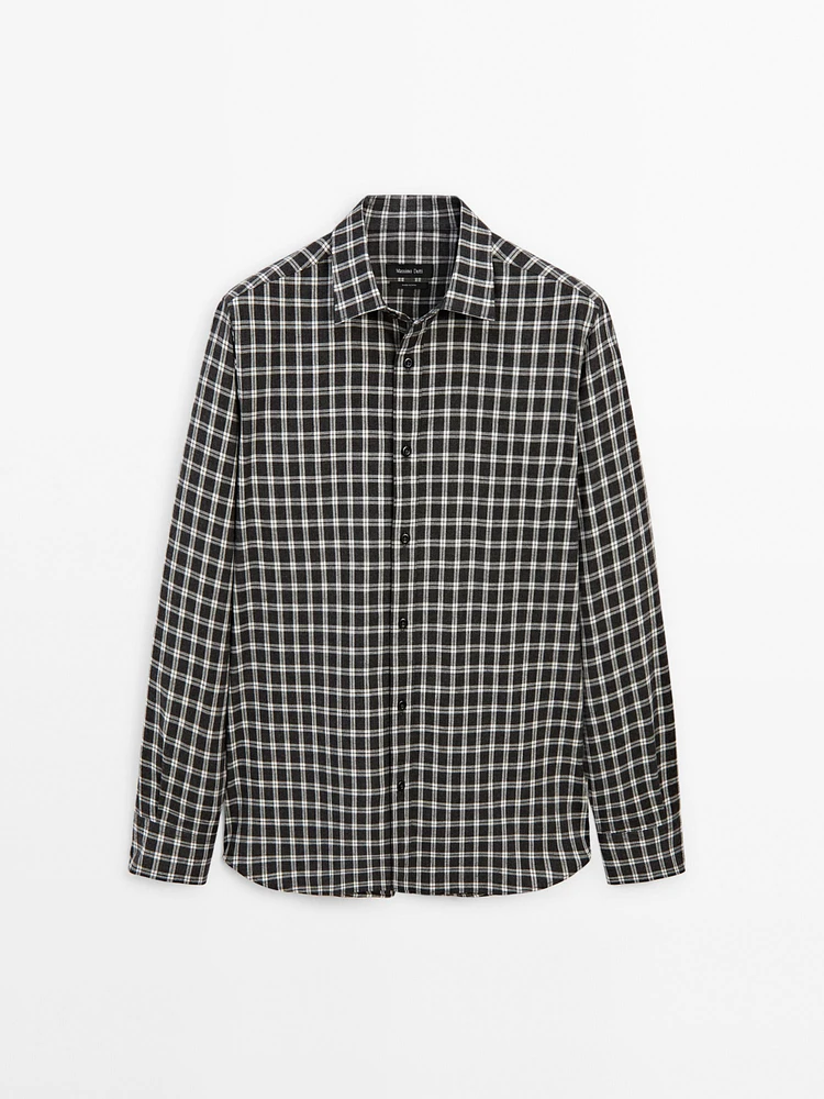 100% cotton melange check shirt