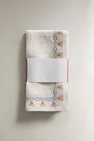 LOT SERVIETTES DE TABLE LIN POINT DE CROIX (LOT DE 2)