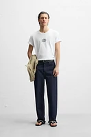 T-SHIRT WITH TONAL EMBROIDERY