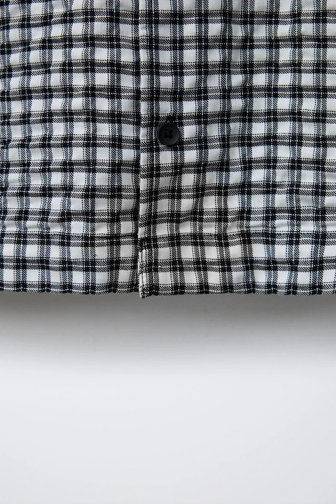 WRINKLED EFFECT PLAID SHIRT