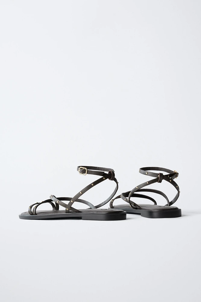 STUDDED LEATHER SANDALS