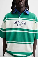 STRIPED TEXT POLO SHIRT
