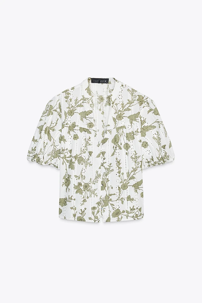 TOP IMPRIMÉ BRODERIES AJOURÉES