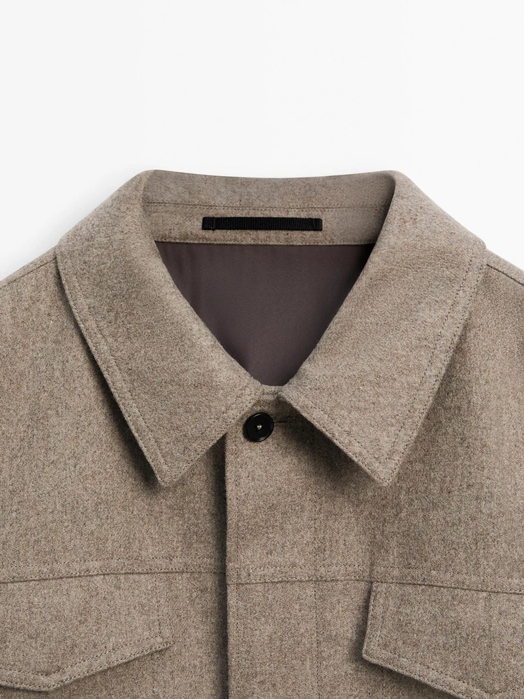 Wool blend jacket with pockets