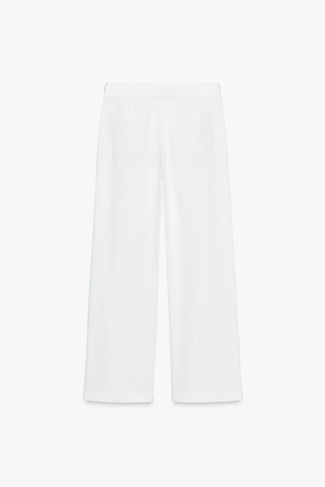 PANTALON LARGE À BOUCLES AVEC LIN