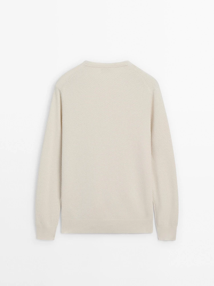 Cotton blend knit sweater