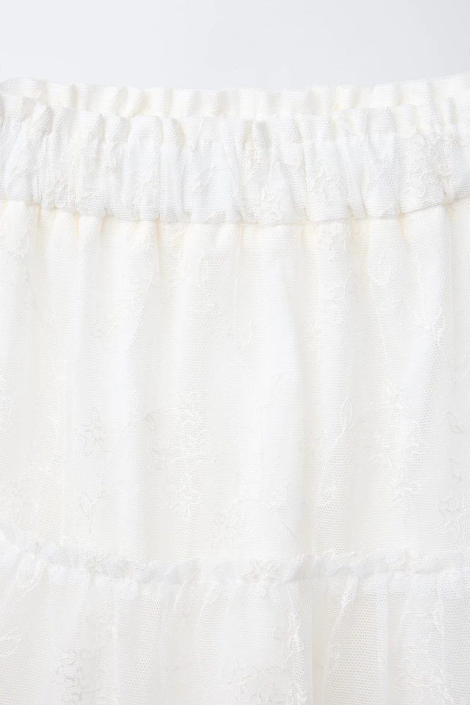 EMBROIDERED TULLE MIDI SKIRT